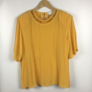 Vintage Emily Reger Yellow Silk Shortsleeve Top